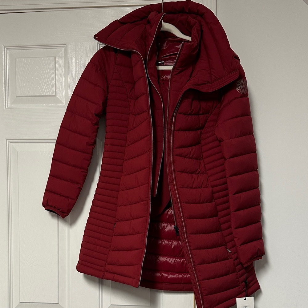 DKNY Women's Puffer Jacket - Deep Red